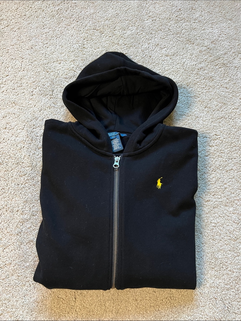 Polo Ralph Lauren boy Black Hoodie with Yellow Pony Logo size XL